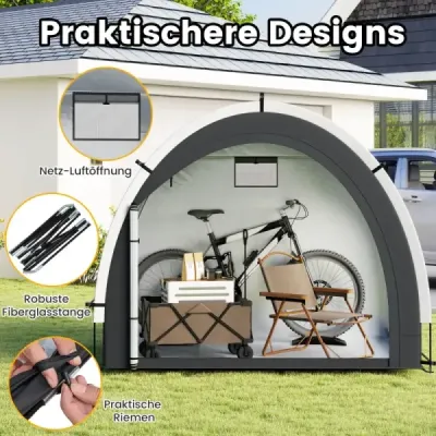 Garáž pre bicykle Vonkajší kryt na bicykle s vodeodolnou postriebrenou tkaninou Dvere na zips čierne