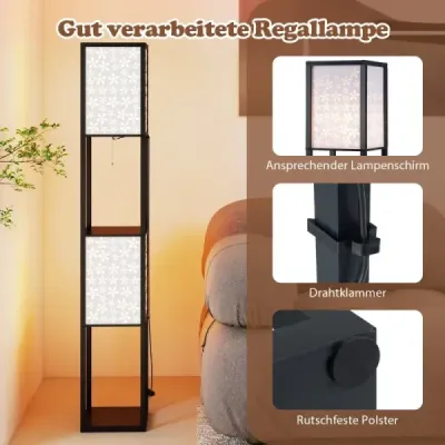 Stojacia lampa s 2 plameňmi a 2 policami Stojacia lampa s 2 vyrezávanými vzorovanými tienidlami Kvety
