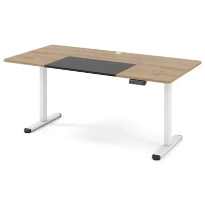 Elektrický stojaci stôl 140 x 70 cm výškovo nastaviteľný ergonomický stôl na sedenie béžová