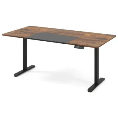 Elektrický stojaci stôl 140 x 70 cm výškovo nastaviteľný ergonomický stôl na sedenie hnedý