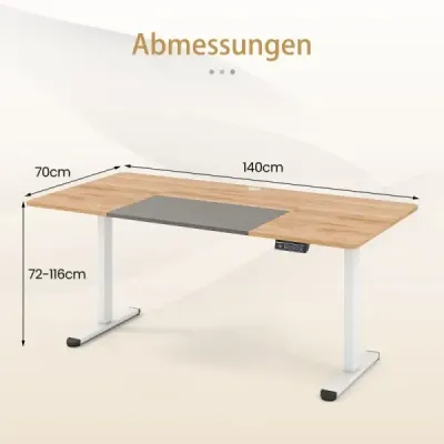 Elektrický stojaci stôl 140 x 70 cm výškovo nastaviteľný ergonomický stôl na sedenie a státie príroda