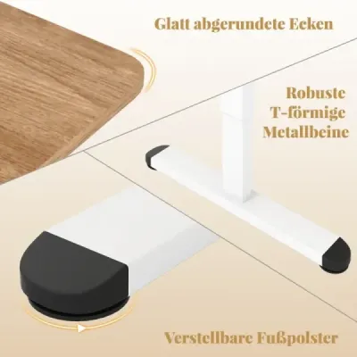 Elektrický stojaci stôl 140 x 70 cm výškovo nastaviteľný ergonomický stôl na sedenie a státie príroda