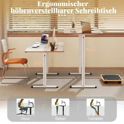Elektrický stojaci stôl 140 x 70 cm výškovo nastaviteľný ergonomický stôl na sedenie a státie príroda