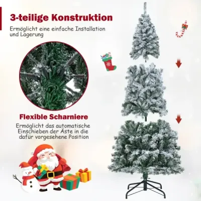180 cm umelý vianočný stromček s 260 teplými bielymi LED svetlami a snehovým ceruzkovým vianočným stromčekom.