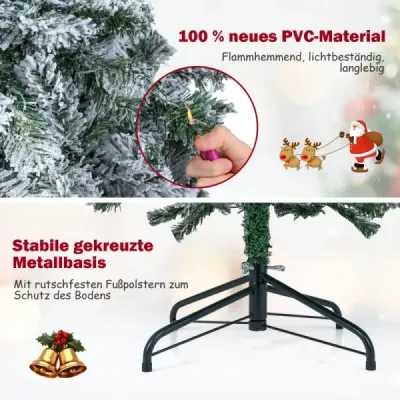 180 cm umelý vianočný stromček s 260 teplými bielymi LED svetlami a snehovým ceruzkovým vianočným stromčekom.