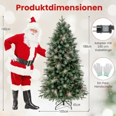 180 cm vopred zostavený umelý vianočný stromček, kĺbový slávnostný vianočný stromček s 806 konármi