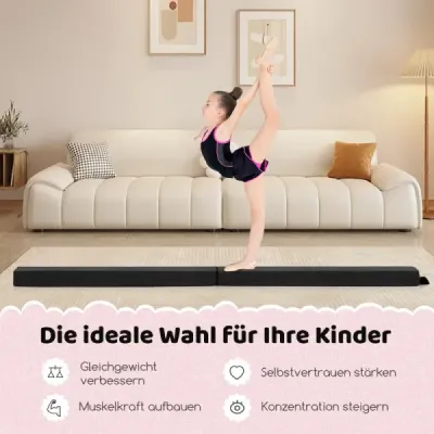 Kladina 210 cm, skladacia gymnastická kladina, protišmyková, do 73 kg, čierna