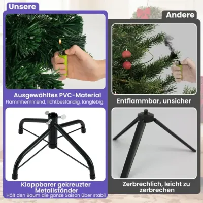 93 cm Predsvietený umelý vianočný stromček Vianočný stromček s pestrofarebnými sklenenými vláknami 96 fialových a bielych LED diód Zelená