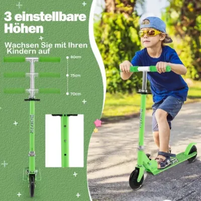 Detská kolobežka Kolobežka s LED kolesami a sklopnými riadidlami  Detská kolobežka Zelená