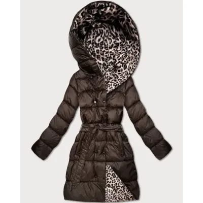 Obojstranná dámska zimná bunda plus size  MODA6008BIG  chocolate/panther