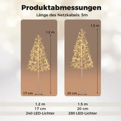 LED stromček so svetielkami s teplými bielymi LED svetlami Brezový stromček Umelý vianočný stromček 150 cm