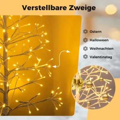 LED stromček so svetielkami s teplými bielymi LED svetlami Brezový stromček Umelý vianočný stromček 150 cm