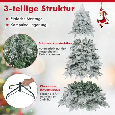 180 cm umelý vianočný stromček zasnežený vianočný stromček vopred zostavený skladací vianočný stromček zelený