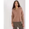 Dámsky sveter s golierom hnedý  MODA2349