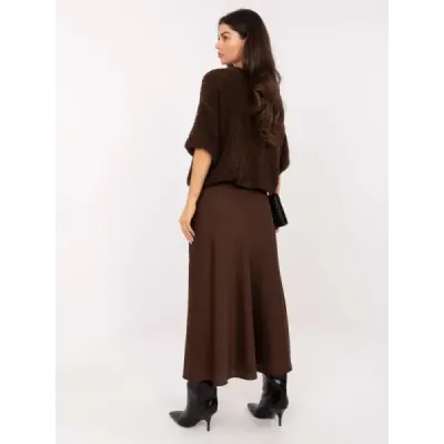 Saténová maxi sukňa hnedá MODA2797