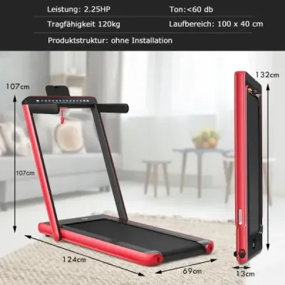 Skladací bežecký bicykel 2 v 1 s dvoma LED displejmi APP a diaľkovým ovládaním Červená