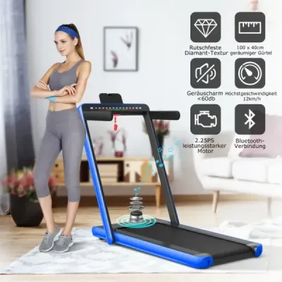 Skladací cvičebný bicykel 2 v 1 s dvoma LED displejmi APP a diaľkovým ovládaním Modrá