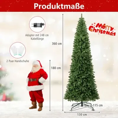 360 cm osvetlený umelý vianočný stromček Jedľa s 2536 PVC koncovkami vetiev Zelená