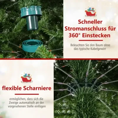 360 cm osvetlený umelý vianočný stromček Jedľa s 2536 PVC koncovkami vetiev Zelená