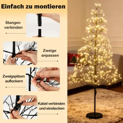 LED stromček svetiel 150 cm osvetlený stromček s 1000 teplými bielymi svetlami LED t s cementovým stojanom