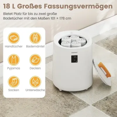 Stropný ohrievač uterákov 18 L s LED displejom a automatickým vypínaním prenosný držiak na horúce uteráky Biely