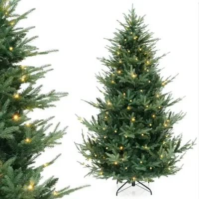 210 cm umelý vianočný stromček s 340 teplými bielymi LED svetlami