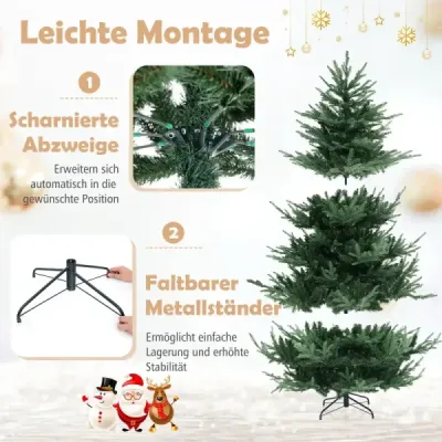 210 cm umelý vianočný stromček s 340 teplými bielymi LED svetlami