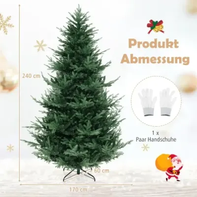 240 cm umelý vianočný stromček so 450 teplými bielymi LED svetlami