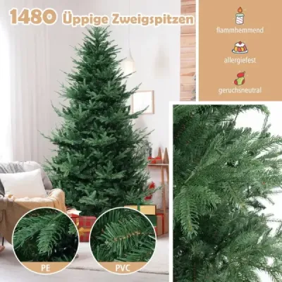 240 cm umelý vianočný stromček so 450 teplými bielymi LED svetlami