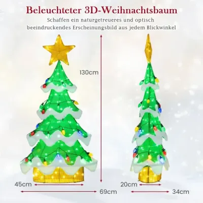 130 cm LED vianočný stromček s LED svetlami a žiarovkami v tvare hviezdy a jahody