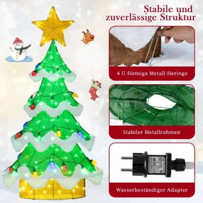 130 cm LED vianočný stromček s LED svetlami a žiarovkami v tvare hviezdy a jahody