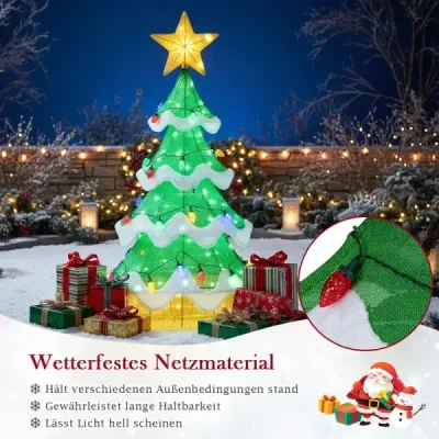 130 cm LED vianočný stromček s LED svetlami a žiarovkami v tvare hviezdy a jahody