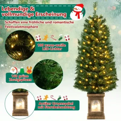 120 cm umelý vianočný stromček v kvetináči s osvetlením a časovačom