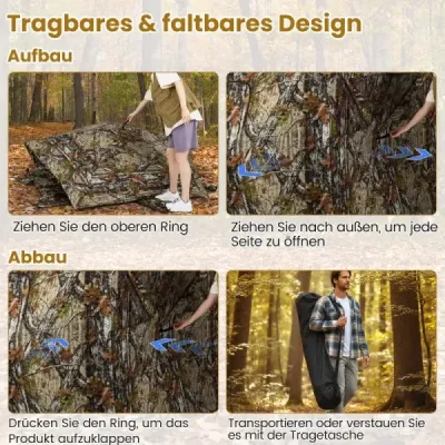 Prenosný poľovnícky stan pre 4 osoby s bezhlučnými oknami Pop-up maskovací stan
