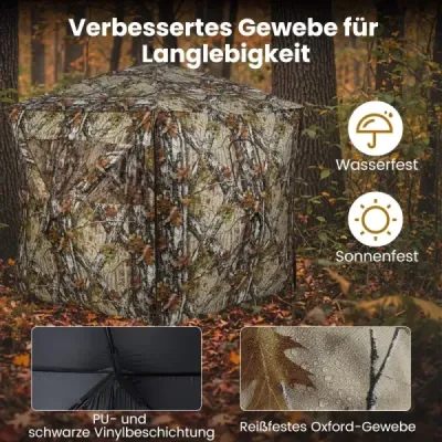 Prenosný poľovnícky stan pre 4 osoby s bezhlučnými oknami Pop-up maskovací stan