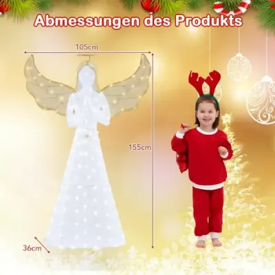 Veľká vianočná dekorácia s anjelským osvetlením a 150 LED svetlami