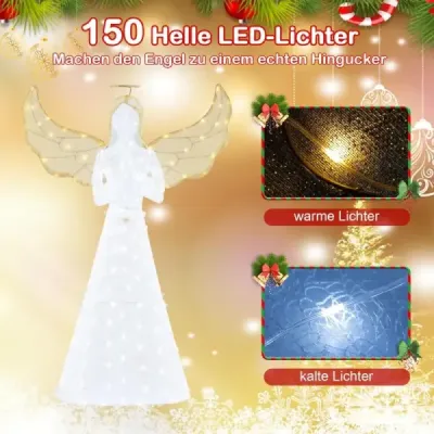 Veľká vianočná dekorácia s anjelským osvetlením a 150 LED svetlami