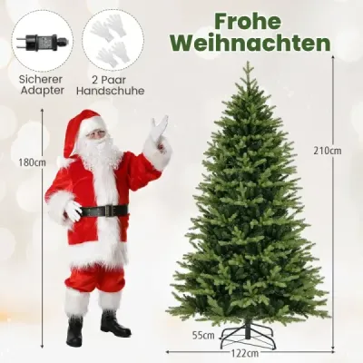 210 cm vysoký umelý vianočný stromček Vianočný stromček s 1646 koncami vetiev 470 LED svetiel Zelený