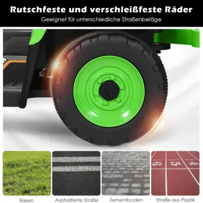 12 V detský traktor s prívesom Elektrické autíčko na batérie žlté