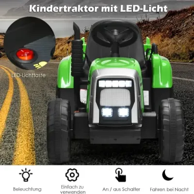 12 V detský traktor s prívesom Elektrické autíčko na batérie žlté