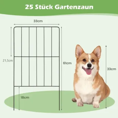 25-dielny dekoratívny záhradný plot bariérový plot nerezový kovový drôtený plot 33 x 61 cm čierny