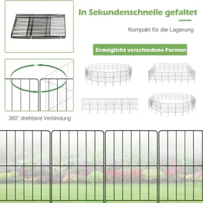 25-dielny dekoratívny záhradný plot bariérový plot nerezový kovový drôtený plot 33 x 61 cm čierny