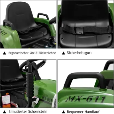 12 V detský traktor s prívesom Elektrické autíčko na batérie žlté