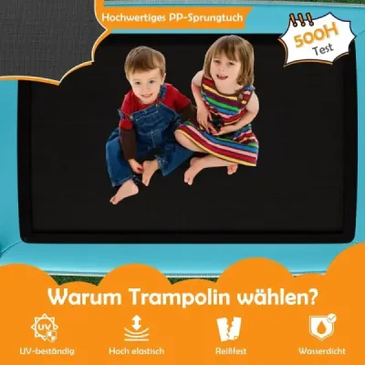 Detská trampolína 3 v 1 Trampolína s hojdačkou a horizontálnou tyčou Záhradná trampolína Orange