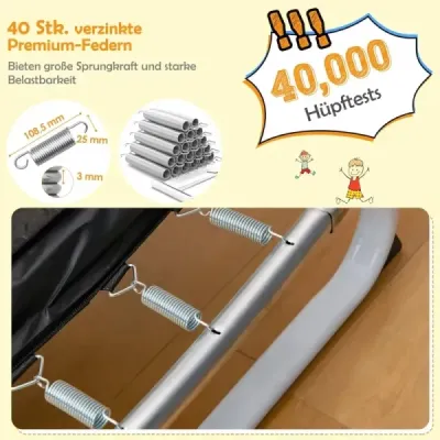 Detská trampolína 3 v 1 Trampolína s hojdačkou a horizontálnou tyčou Záhradná trampolína žltá