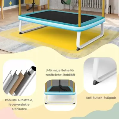 Detská trampolína 3 v 1 Trampolína s hojdačkou a horizontálnou tyčou Záhradná trampolína žltá
