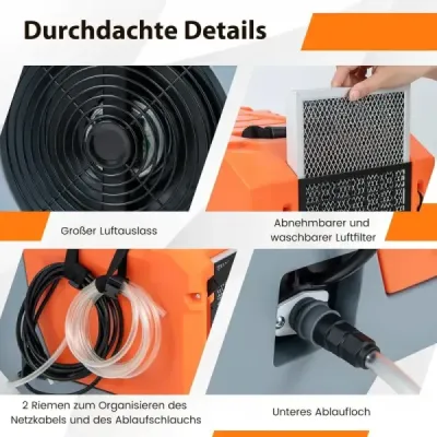 Elektrický odvlhčovač vzduchu s vypúšťacou hadicou 85L/T stavebná sušička Komerčný odvlhčovač vzduchu Orange
