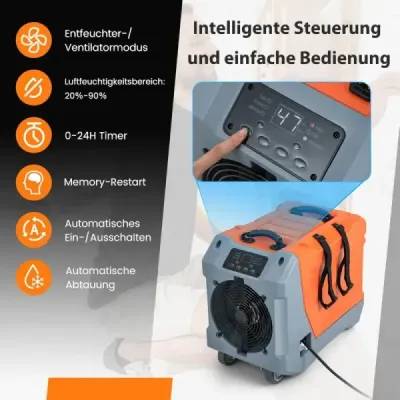 Elektrický odvlhčovač vzduchu s vypúšťacou hadicou 85L/T stavebná sušička Komerčný odvlhčovač vzduchu Orange