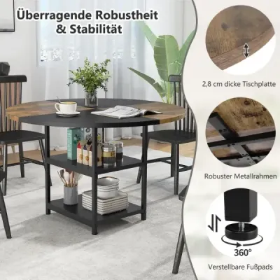 φ 120cm okrúhly jedálenský stôl pre 4-6 osôb Dvojfarebný jedálenský stôl s kovovým rámom Kuchynský stôl