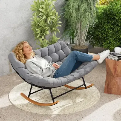 Hojdacie kreslo s hrubým vankúšom Nadrozmerné hojdacie kreslo s nosnosťou do 320 kg Relaxačné kreslo